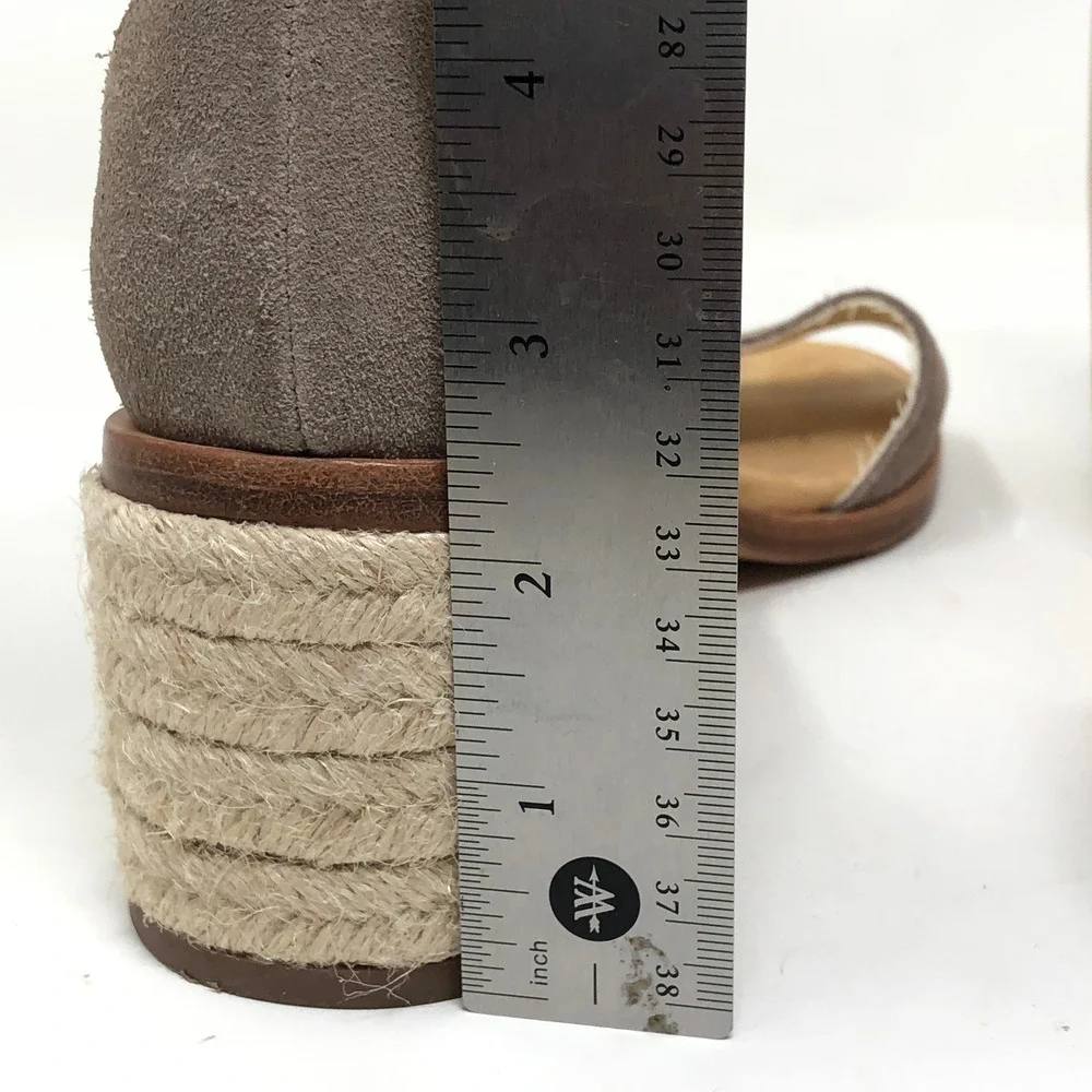 Soludos Womens 9 Capri Espadrille Heel Sandals Gray Taupe Suede Ankle Strap